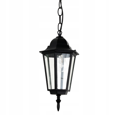 Lampa wisząca Kobi E27 Retro czarna latarnia zwis
