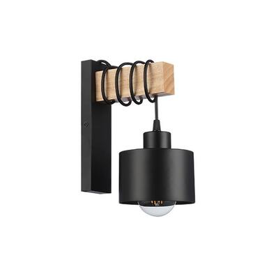 Kinkiet E27 LED Elza wiszący x1 czarny + drewno