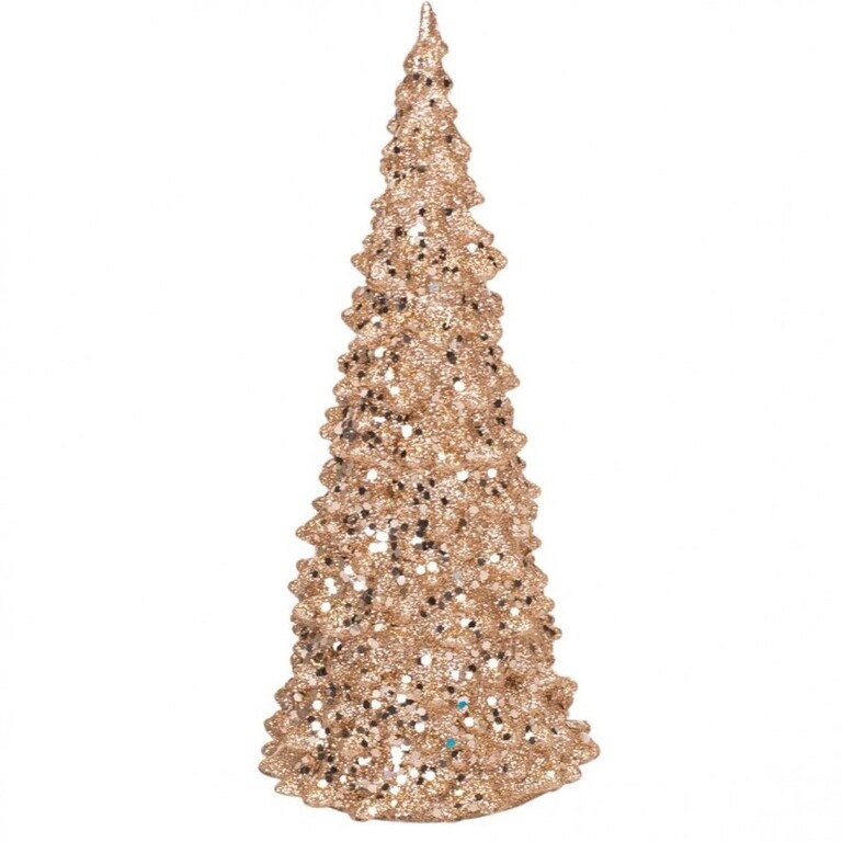 CHOINKA ŚWIECĄCA LED na baterię ZŁOTA PLASTIK BROKATOWA ŚWIĄTECZNA 22cm LAMP40Z (3)