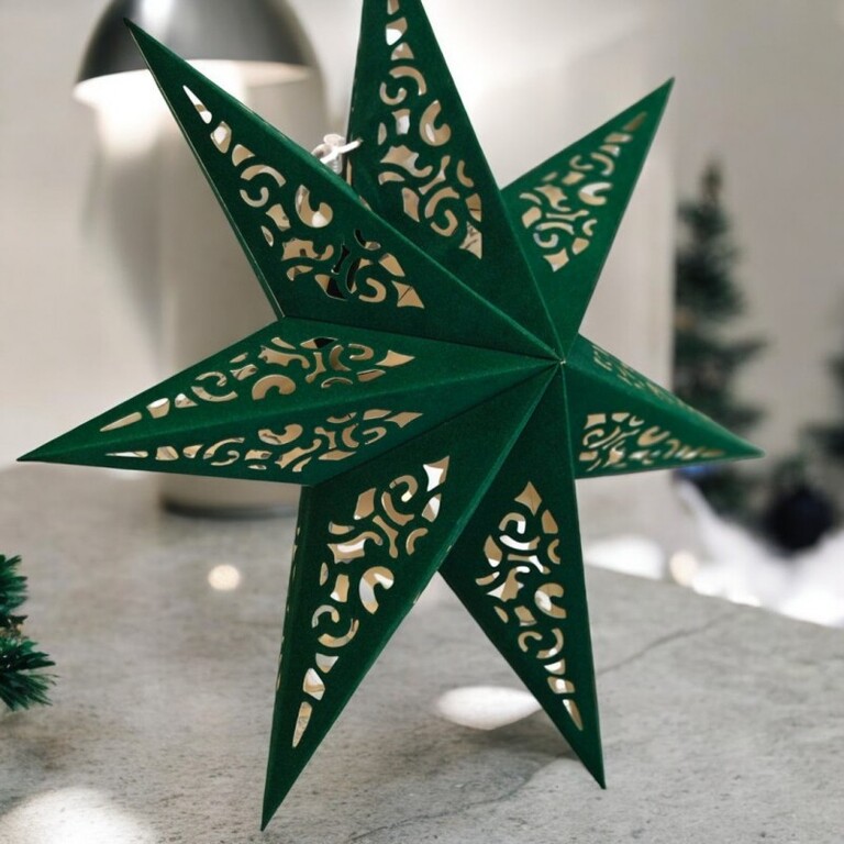 DUŻA GWIAZDA PAPIEROWA ŚWIĄTECZNA AŻUROWA ZIELONA 45 cm WITRAŻ 3D WG10 (3)