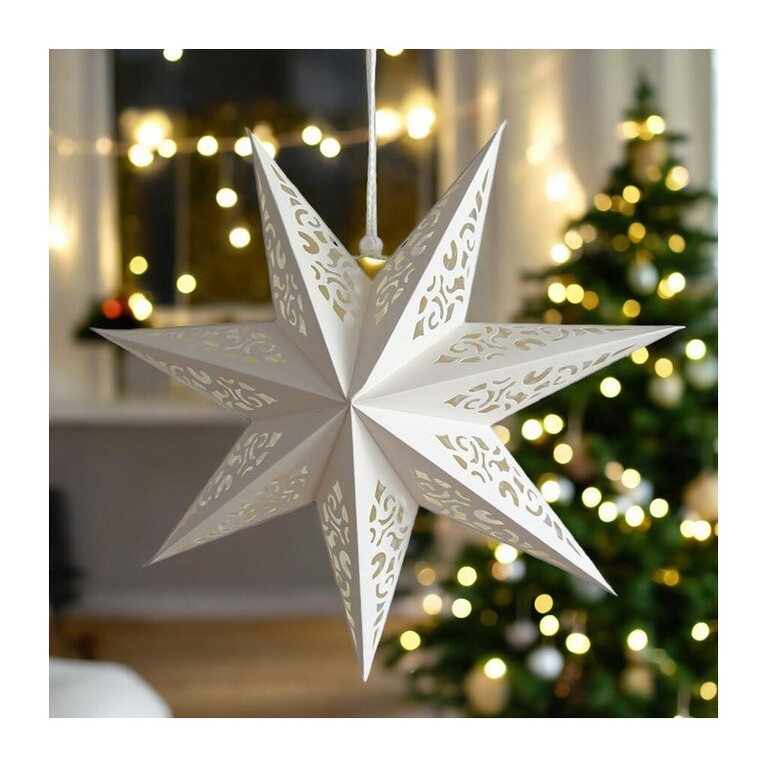 DUŻA GWIAZDA PAPIEROWA ŚWIĄTECZNA AŻUROWA biała 35 cm WITRAŻ 3D WG02 (4)