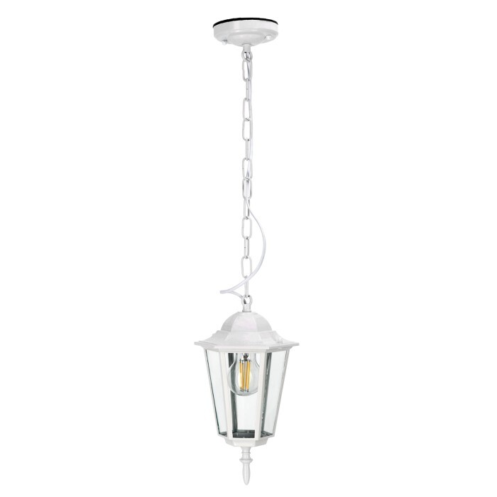 Lampa wisząca Kobi E27 Retro  latarnia zwis biała