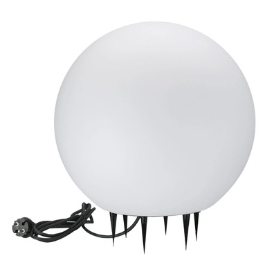 Lampa Kula ogrodowa LED 230V E27 40cm z przewodem i wtyczką Biała
