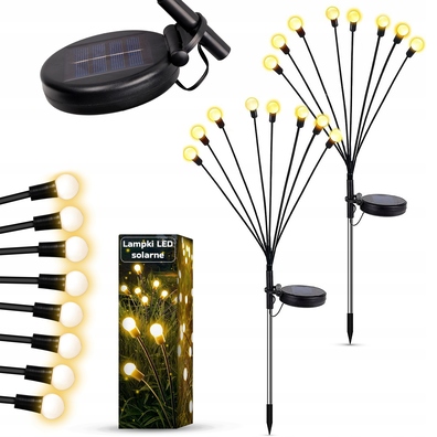  Lampa kuleczki solarne ogrodowe LED FLORINI 8 BIAŁE  3000k 73cm