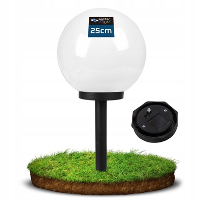  Lampa ogrodowa Kula solarna LED 25cm wbijana naziemna biała