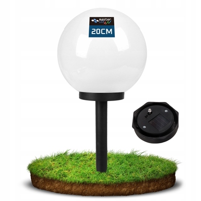 Lampa ogrodowa Kula solarna LED 20cm wbijana naziemna biała
