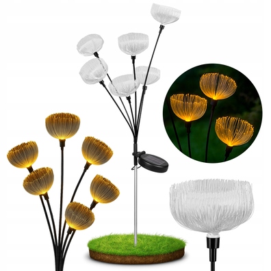 LAMPKA SOLARNA OGRODOWA kwiatki WBIJANA 84cm LED DO OGRODU czujnik zmierzch