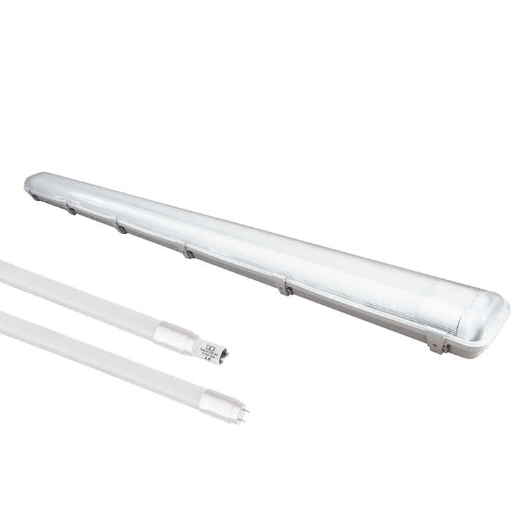 ZESTAW OPRAWA HERMETYCZNA 2x120cm POD ŚWIETLÓWKĘ LED + 2x ŚWIETLÓWKI LED 18W 120CM 4000K (1)