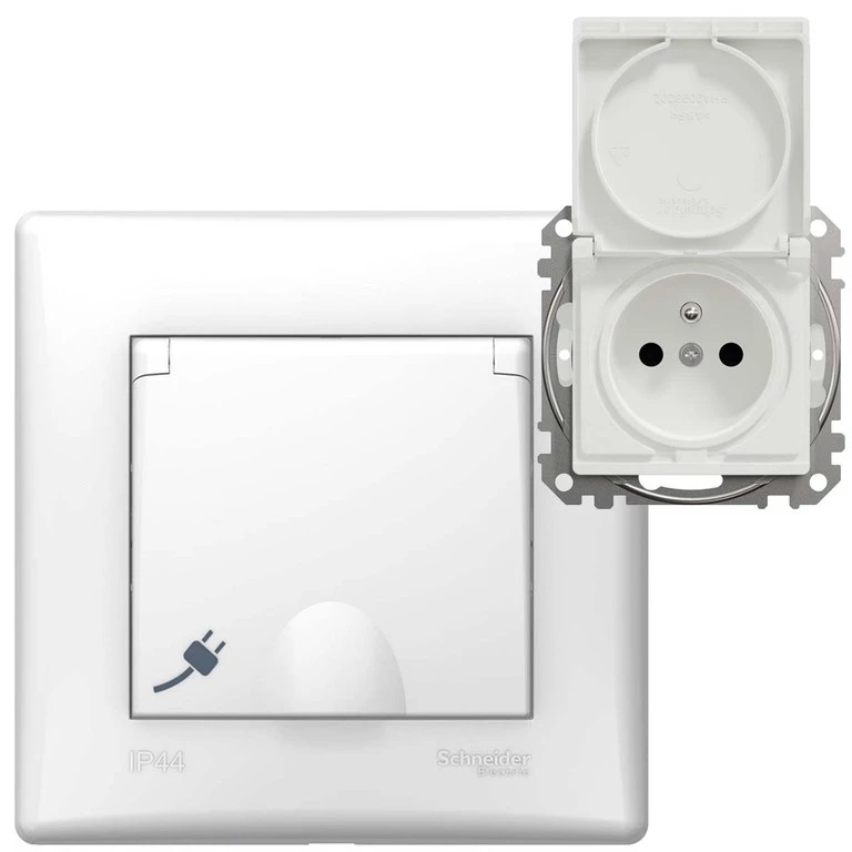 Gniazdo Pojedyńcze IP44 Sedna Białe Z Uziemieniem Schneider Electric SDN2890321 (1)