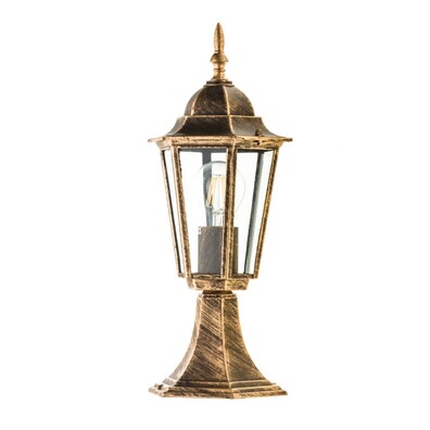 Lampa ogrodowa E27 stojąca słupek złota metal 40cm do LED E27 RETRO 