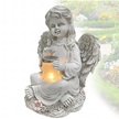 Figurka Świecznik Dekoracja Posążek Aniołek Solarny Led do Ogrodu na Grób 18cm (2)