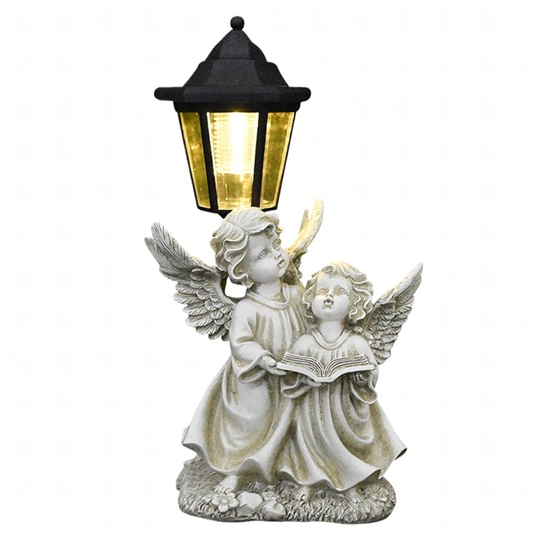 Lampa Solarna Anioł Aniołki Lampion Znicz Dekoracja na Cmentasz do Ogrodu 35cm (2)