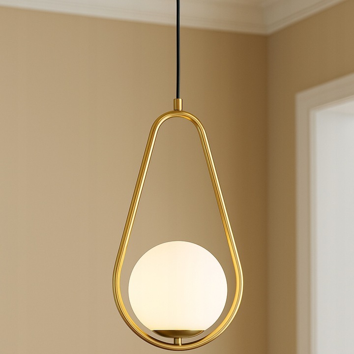  Lampa wisząca E27 Bali 100cm 1 złota kula lezka (2)