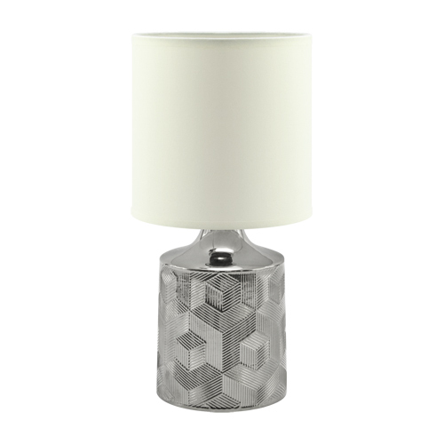 LAMPKA NOCNA STOŁOWA LINDA E14 CHROME/WHITE (1)