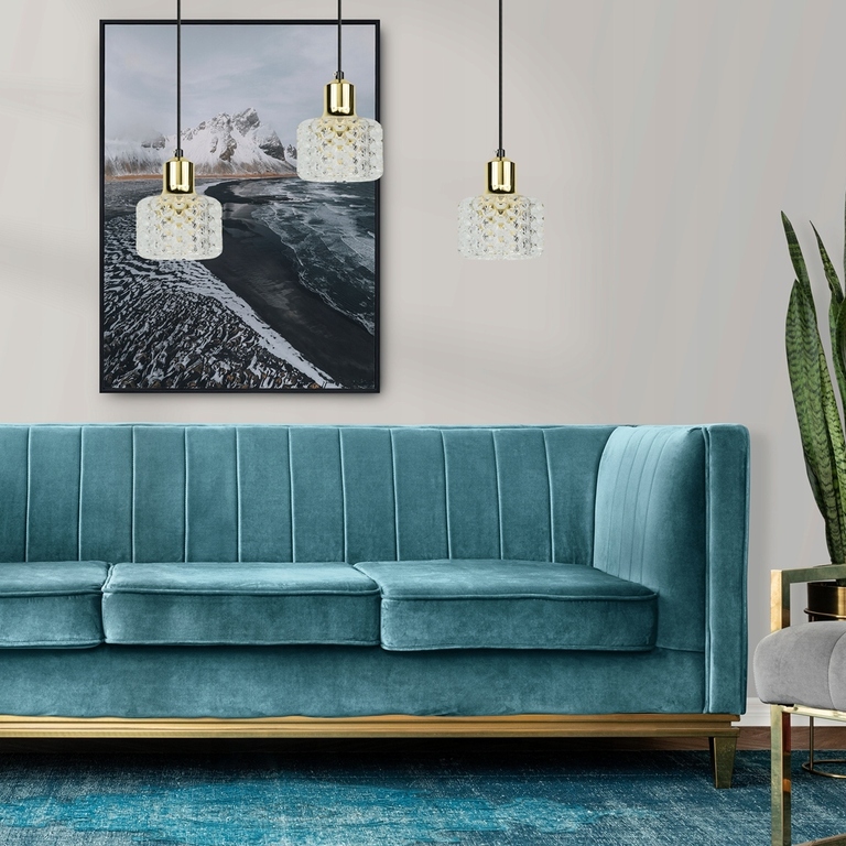 Lampa wisząca żyrandol zwis listwa 3 złota LUMI G9 KLOSZ (4)