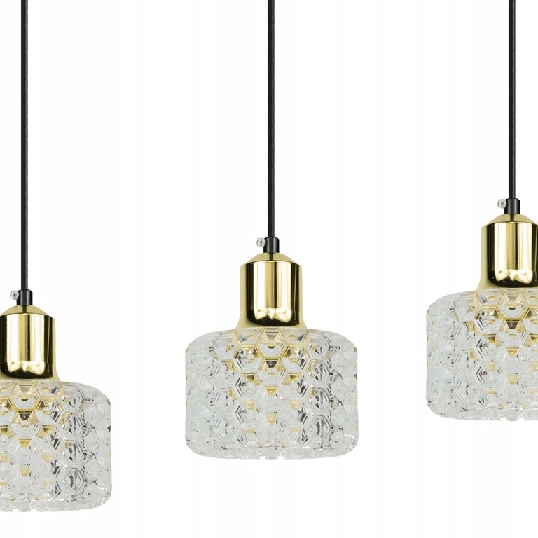Lampa wisząca żyrandol zwis listwa 3 złota LUMI G9 KLOSZ (2)