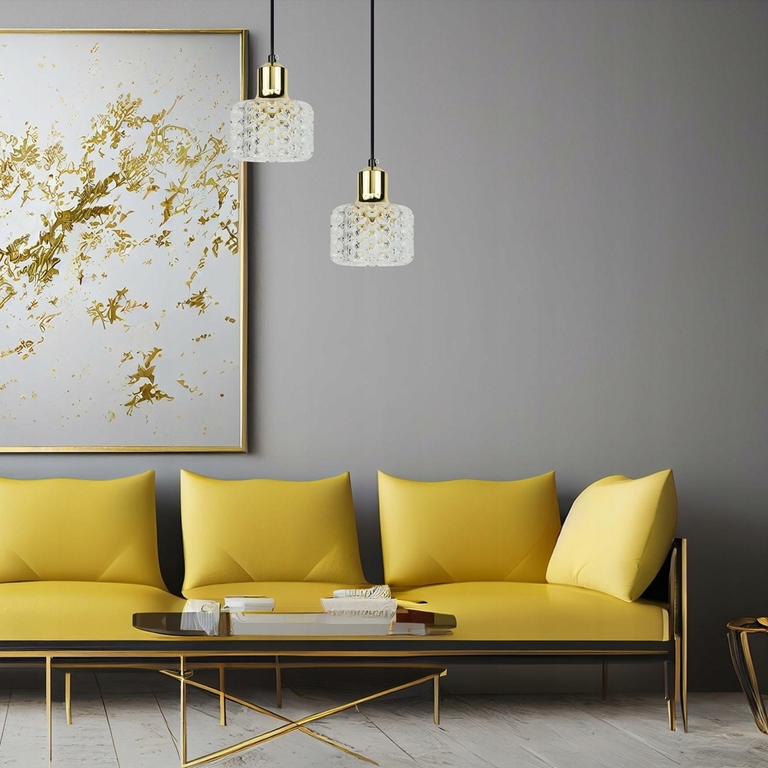 Lampa wisząca zwis pojedyncza złota klosz LUMI G9 (4)