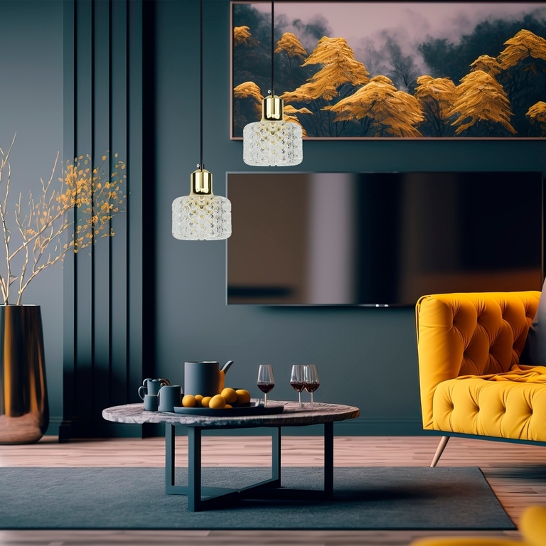 Lampa wisząca zwis pojedyncza złota klosz LUMI G9 (3)