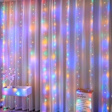KURTYNA lampki świąteczne ozdobne LED USB 5V 300 LED 3x3m pilot RGB (2)