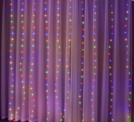 KURTYNA lampki świąteczne ozdobne LED USB 5V 300 LED 3x3m pilot RGB (1)