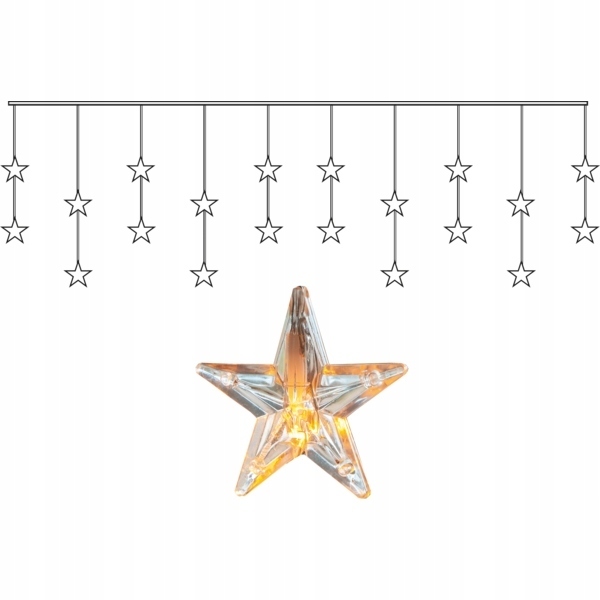 Kurtyna LED Gwiazdki 1,8m x 0,4m do wewnątrz biała ciepła 2006-73-2 (1)