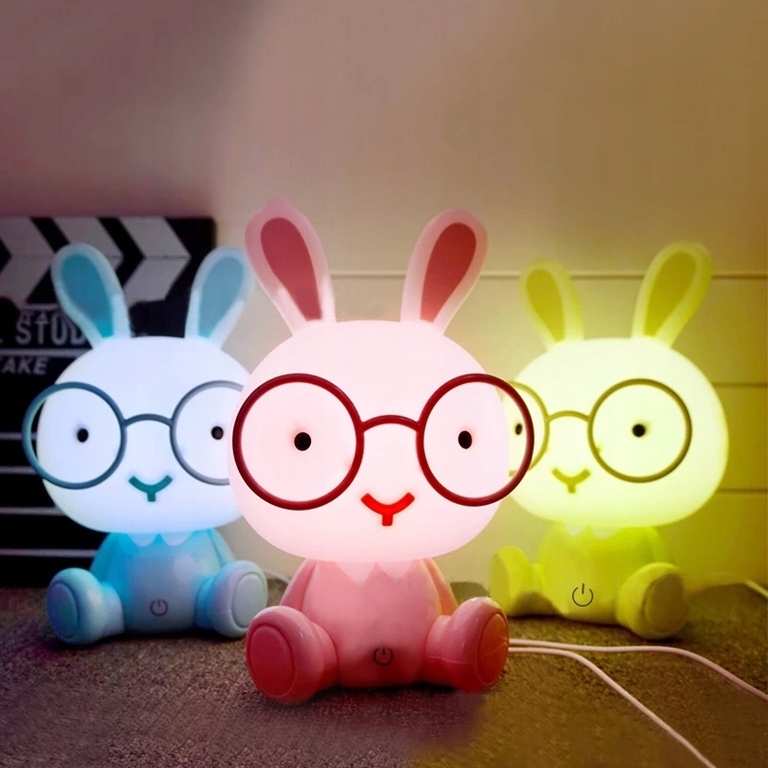 Lampa nocna dziecięca LED Królik niebieski (9)