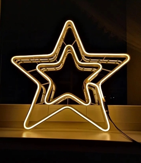 GWIAZDA NEON LED ŚWIECĄCA OZDOBA CIEPŁA 57cm BOŻE NARODZENIE (3)