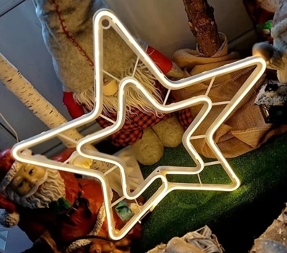 GWIAZDA NEON LED ŚWIECĄCA OZDOBA CIEPŁA 57cm BOŻE NARODZENIE (4)