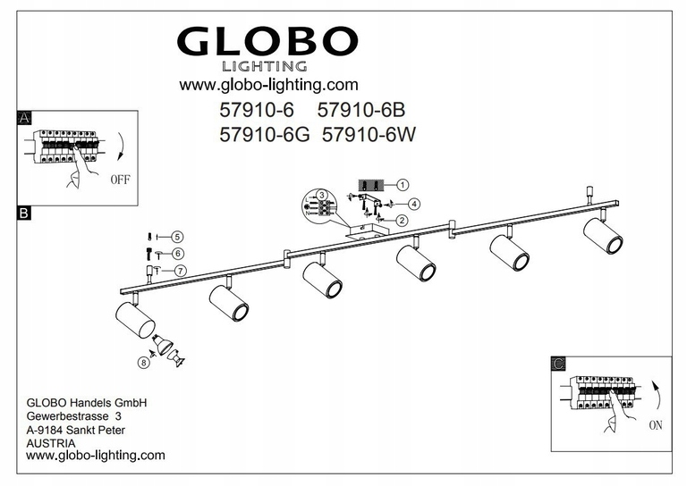 Lampa reflektor spot ROBBY 57910-6B Globo (4)