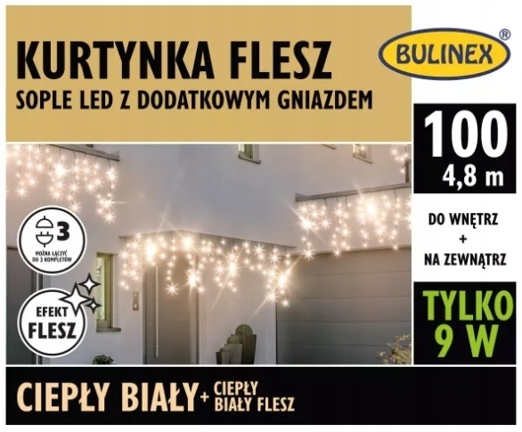 BULINEX KURTYNA SOPLE LED 100L CIEPŁE D/G 6W FLESZ (1)