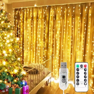 KURTYNA ŚWIETLNA LAMPKI 300LED 3x3m PILOT GIRLANDA