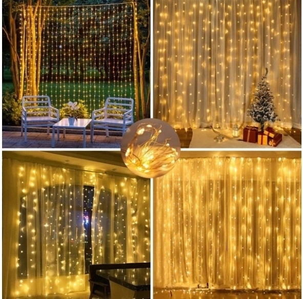 KURTYNA ŚWIETLNA LAMPKI 300LED 3x3m PILOT GIRLANDA (3)