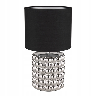 Lampa stołowa VALENTINO srebrna klosz czarny abażur 33cm