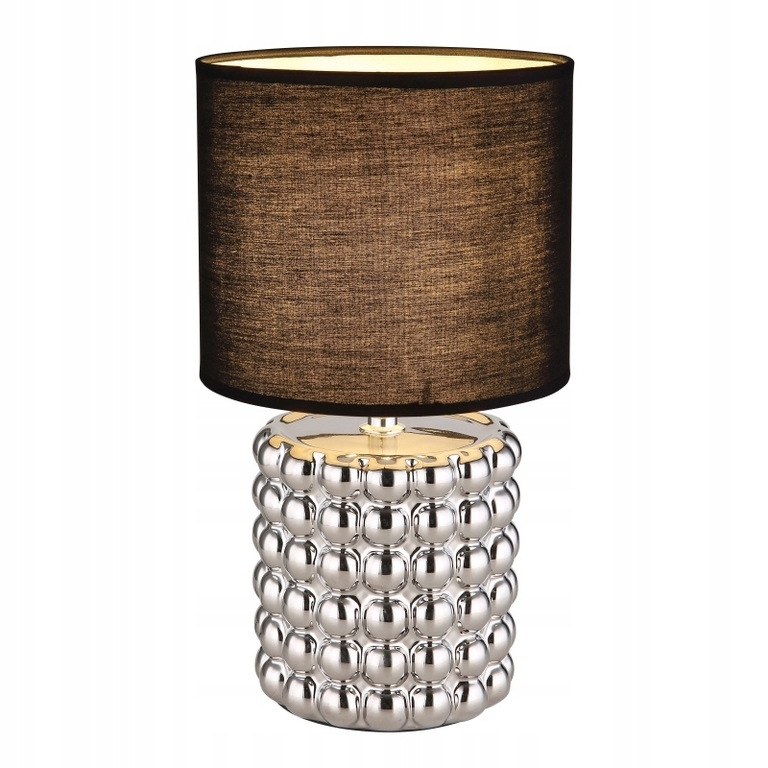 Lampa stołowa VALENTINO srebrna klosz czarny abażur 33cm (2)