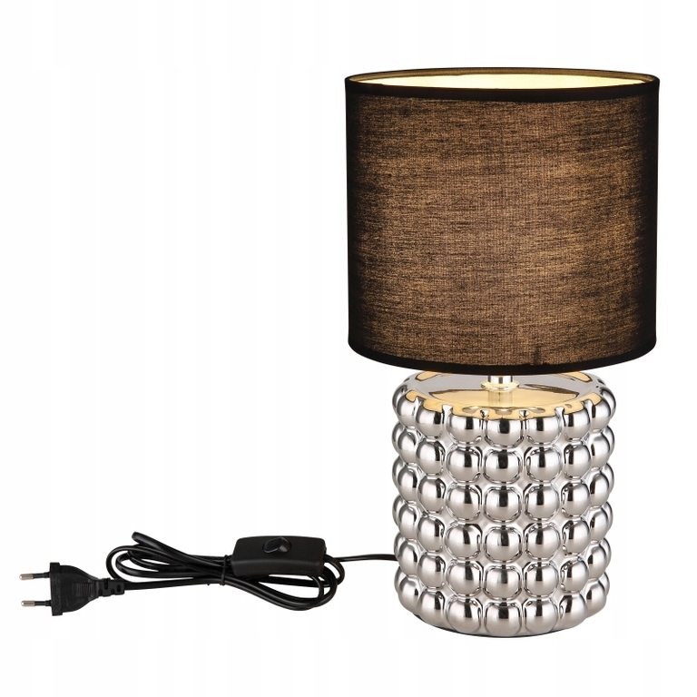 Lampa stołowa VALENTINO srebrna klosz czarny abażur 33cm (3)