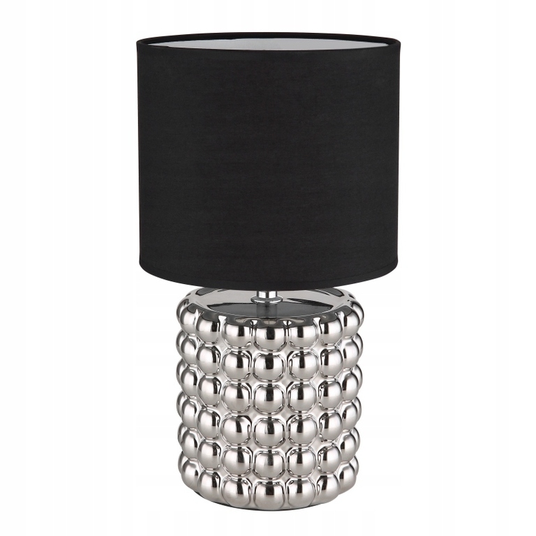 Lampa stołowa VALENTINO srebrna klosz czarny abażur 33cm (1)