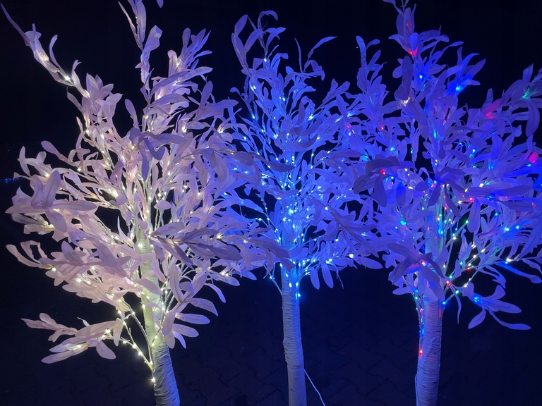 DRZEWKO ŚWIĄTECZNE LED WIERZBA LISTKI RÓŻOWE OZDOBA DOMU OGRODU 150CM zimne (6)