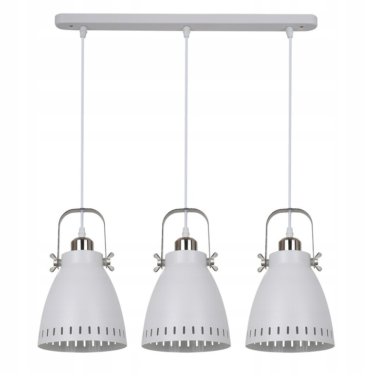 Lampa wisząca Italux FRANKLIN listwa E27 metal industrialne retro biała (1)