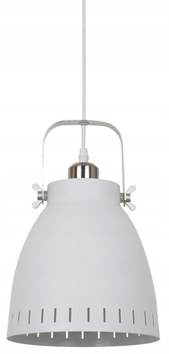 Lampa wisząca zwis Franklin pojedyncza biała metal industrialne retro