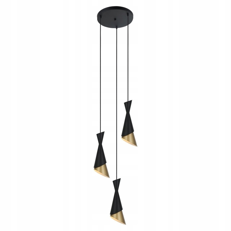 Lampa wisząca żyrandol koło zwisy regulowana Malia czarny ze zlotym (1)