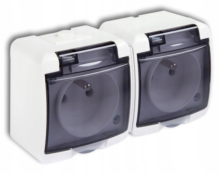 Gniazdko podwójne hermetyczne BIAŁE klapka JUNIOR (3)