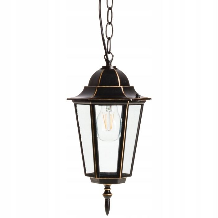 Lampa wisząca Kobi E27 czarno-złota latarnia zwis (4)