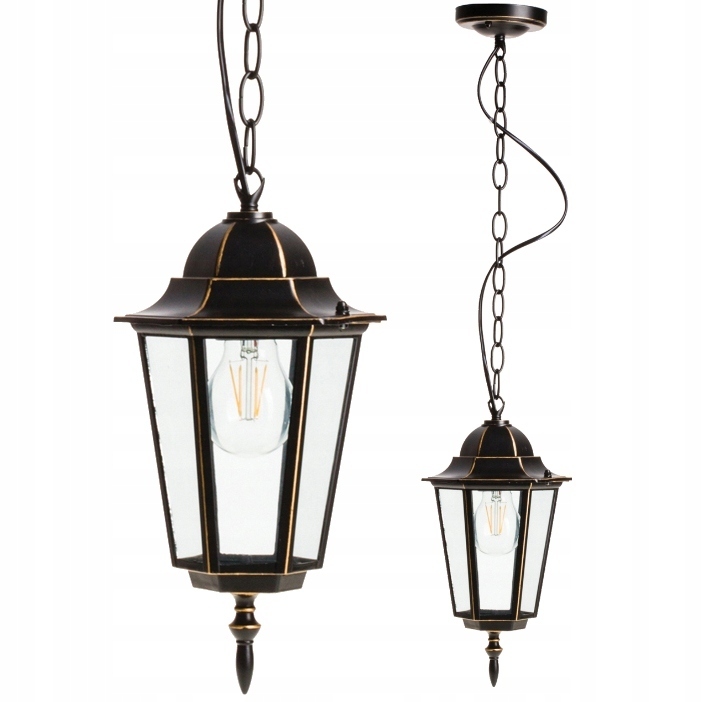 Lampa wisząca Kobi E27 czarno-złota latarnia zwis (2)