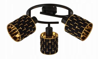 Lampa ścienna spirala Thiago czarny odcienie złota