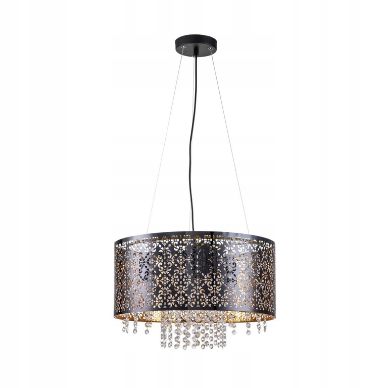 Lampa wisząca Reality E27 czarny złoty abażur