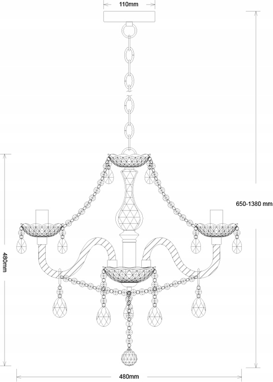 Lampa wisząca Reality Marie E14 czarna kryształki (3)