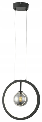 Lampa wisząca zwis Omaha 12W czarna LED z kloszem