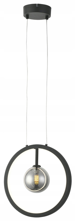Lampa wisząca zwis Omaha 12W czarna LED z kloszem (1)