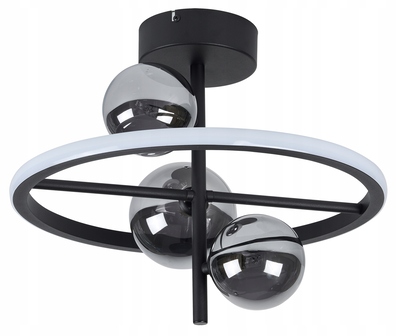 Plafon LED kule REALITY CZARNY MAT TICANA SMOKEY