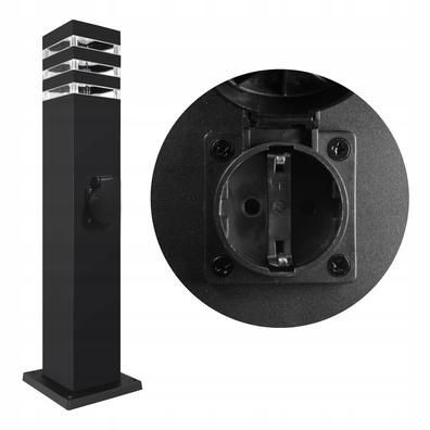 Lampa Ogrodowa 60cm stojąca słupek E27 czarna